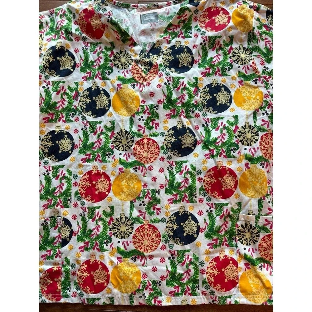 Butter Soft Originals Christmas Ornaments Scrubs Top 4X